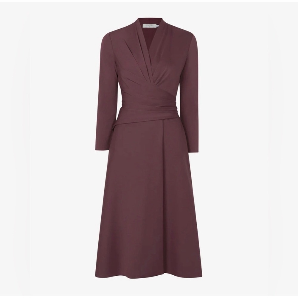 M.M.LaFleur Carly Dress 12 Grapevine Faux Wrap Draped Office Siren Minimalist